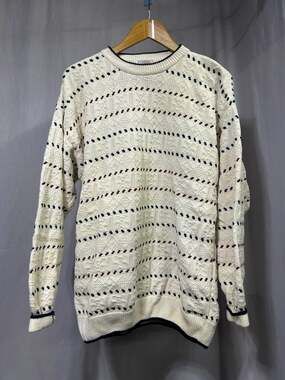 Vintage Cape Isle Knitters 100% Cotton Textured Grandpa Sweater XL